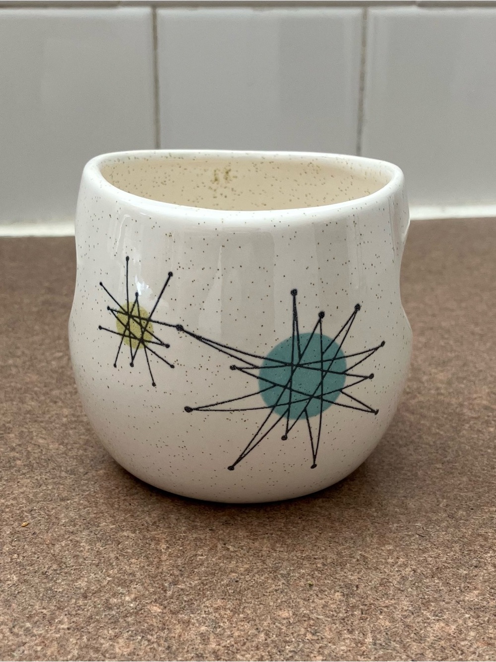 FAB Mid-Century Modern Atomic Franciscan Starburst Open Sugar Bowl No Lid Vtg